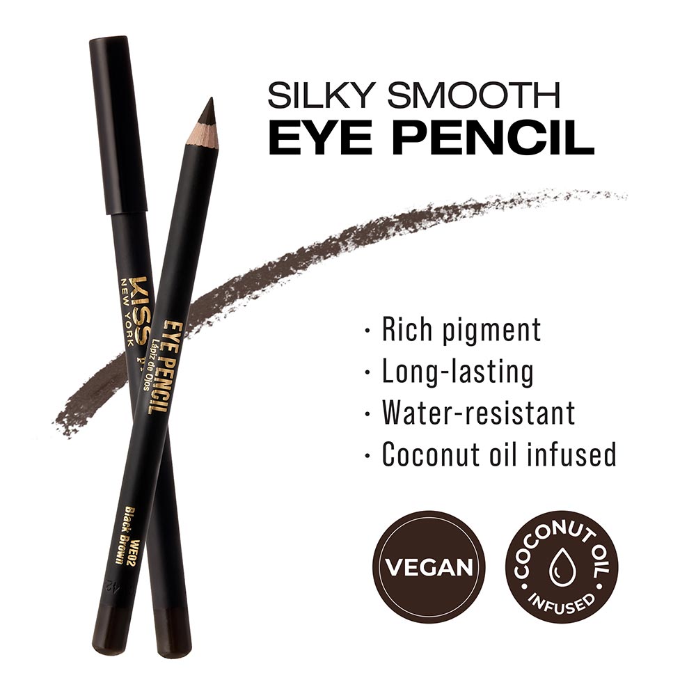 Kiss New York Professional Silky Smooth Eye Pencil Liner - Black Brown (WE02)