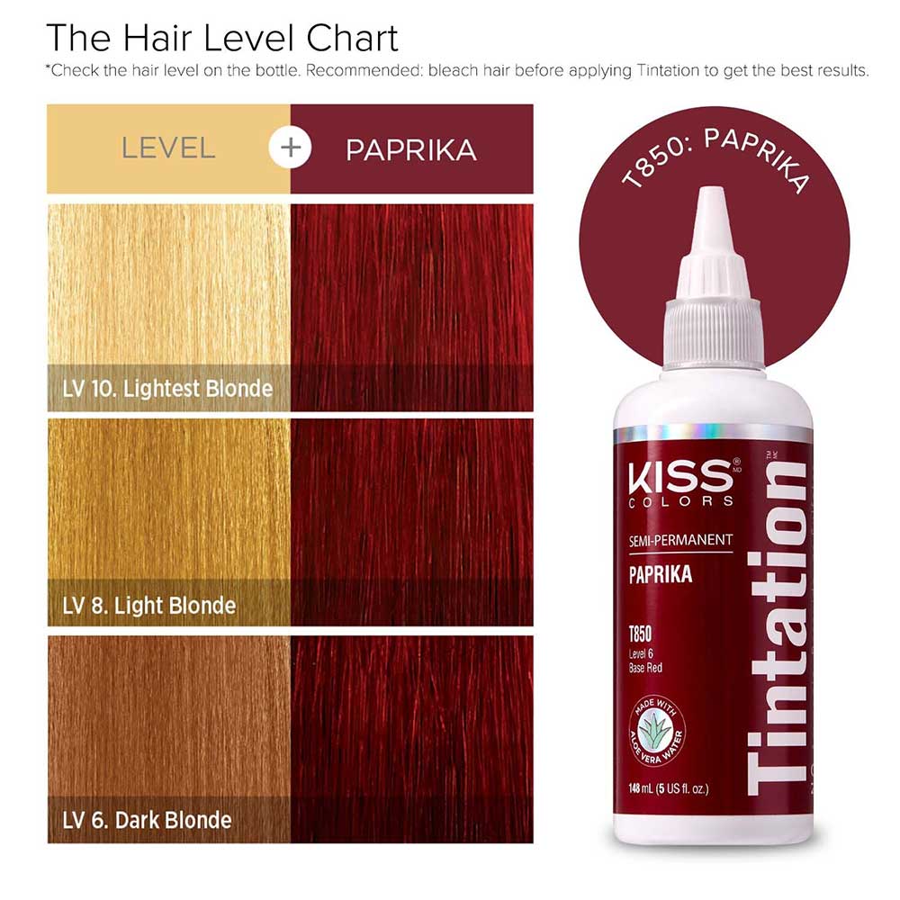 Red By Kiss Tintation Semi-Permanent Hair Color - Paprika, 5 Oz (T850)