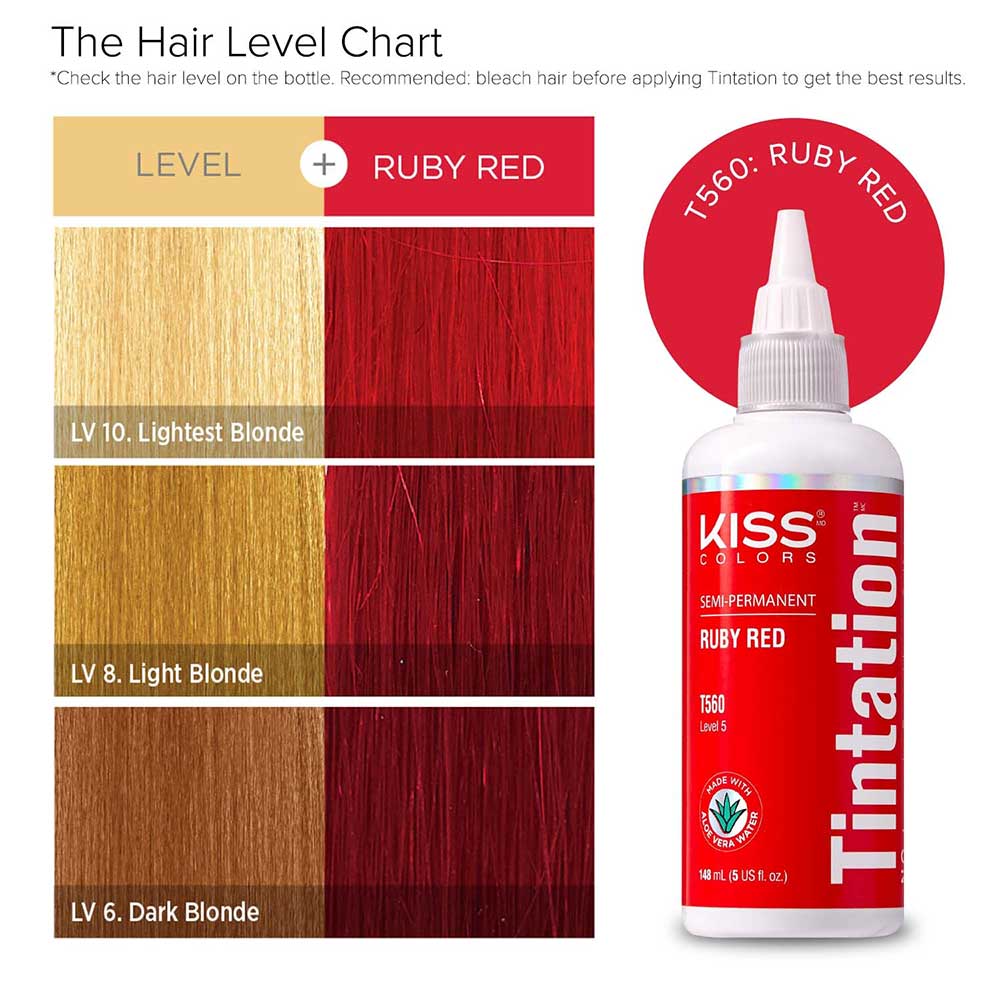 Red By Kiss Tintation Semi-Permanent Hair Color - Ruby Red, 5 Oz (T560)
