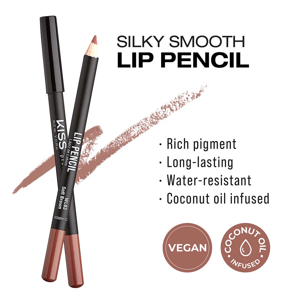 Kiss New York Professional Silky Smooth Lip Pencil Liner - Soft Brown (WL03)