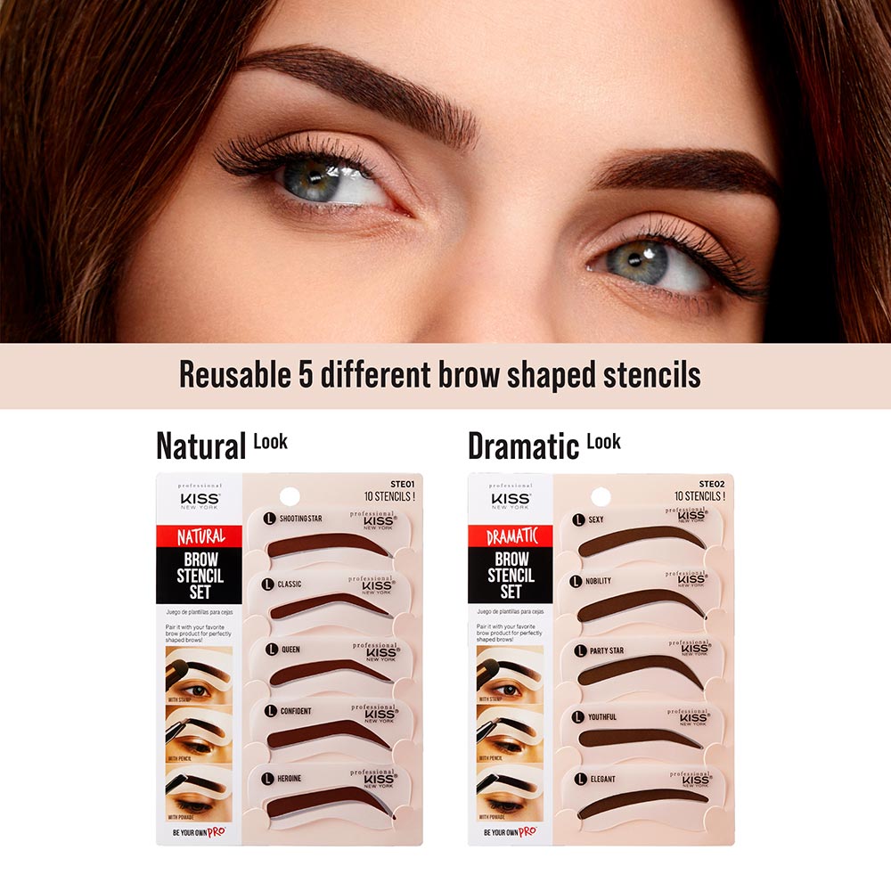 Kiss New York Professional Natural Brow Stencil Set - Natural (STE01)