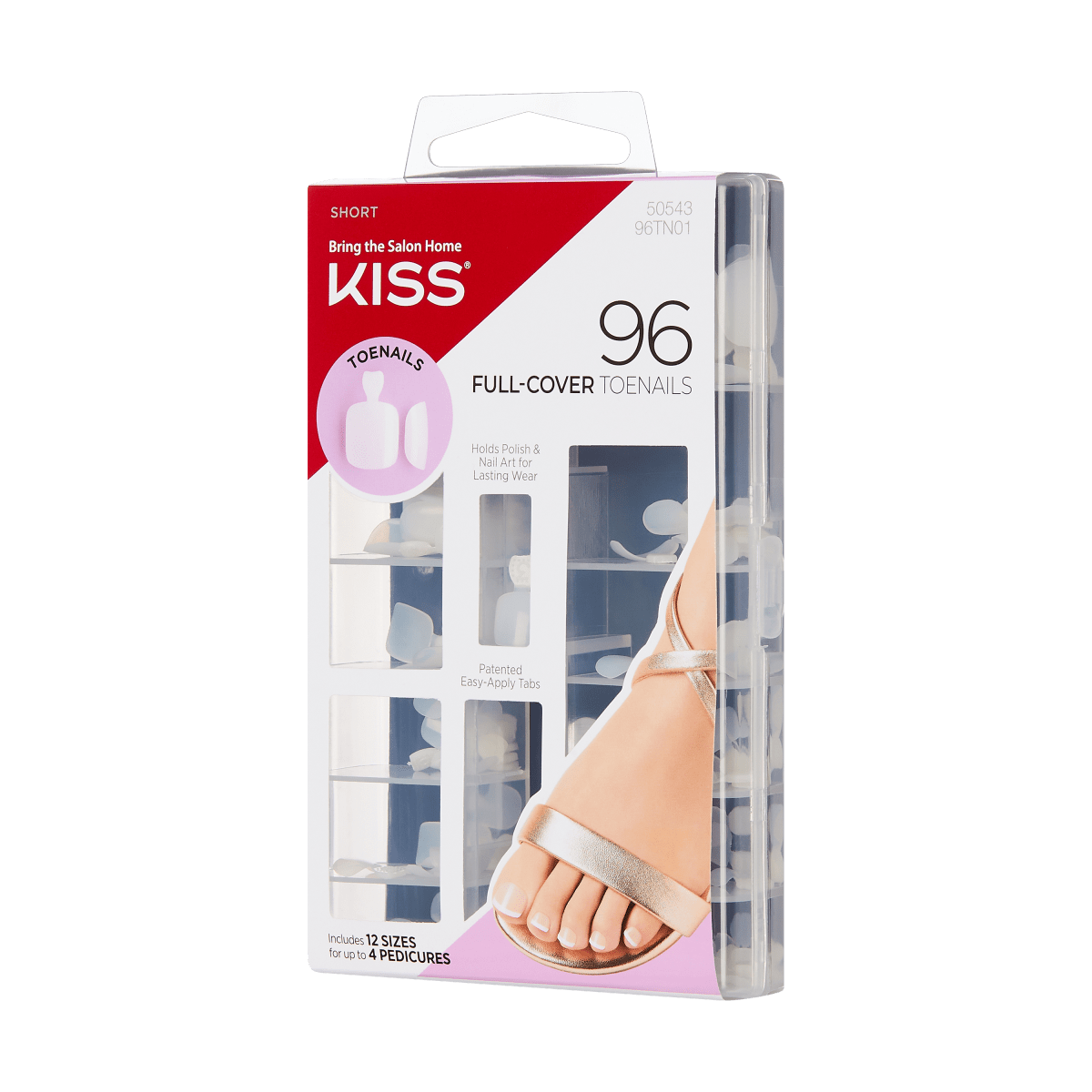 Kiss 96 Full Cover Toenails Kit, 12 Sizes (96TN01)