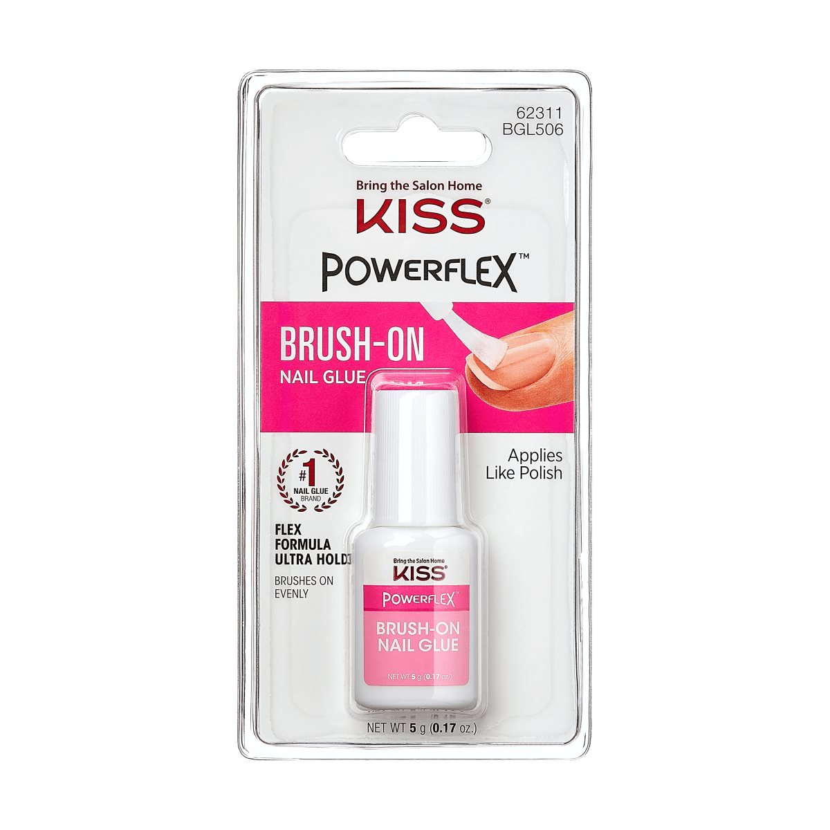 Kiss Powerflex Power Brush-On Nail Glue, 0.17 Oz (BGL506)