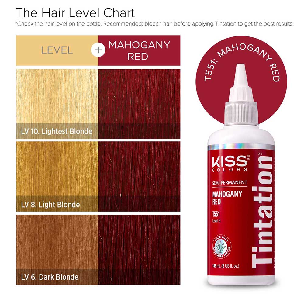 Red By Kiss Tintation Semi-Permanent Hair Color - Mahogany Red, 5 Oz (T551)