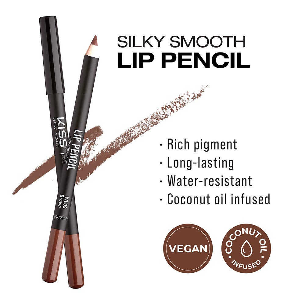 Kiss New York Professional Silky Smooth Lip Pencil Liner - Brown (WL09)