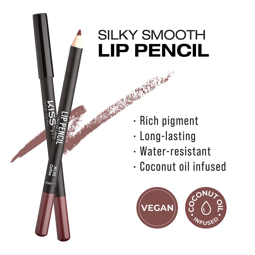 Kiss New York Professional Silky Smooth Lip Pencil Liner - Coffee (WL05)