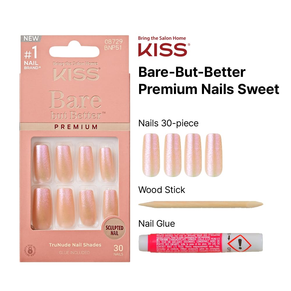 Kiss Bare-But-Better Premium Nails - Sweet, 1.45 Oz (BNP51)