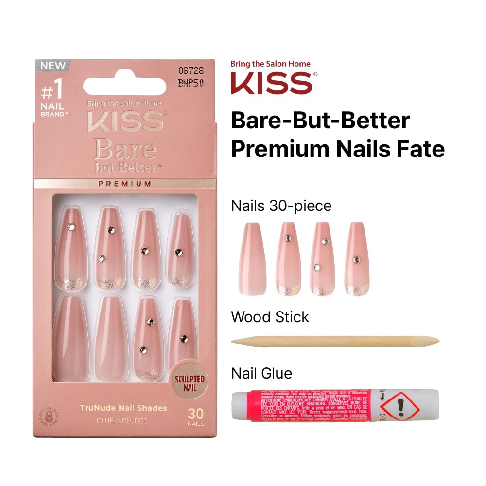 Kiss Bare-But-Better Premium Nails - Fate, 1.45 Oz (BNP50)