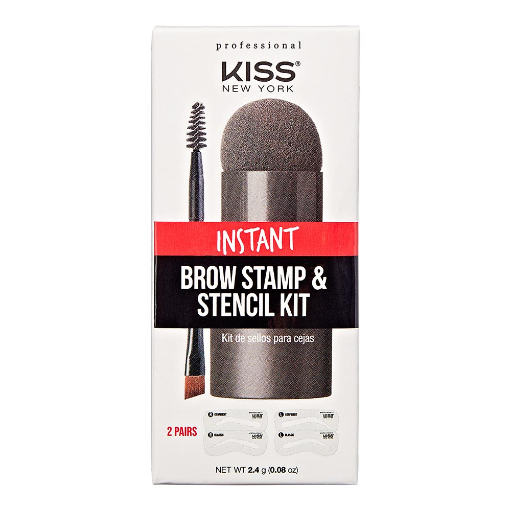 Kiss New York Professional Instant Brow Stamp & Stencil Kit - Dark Brown, 0.08 Oz (STA02)