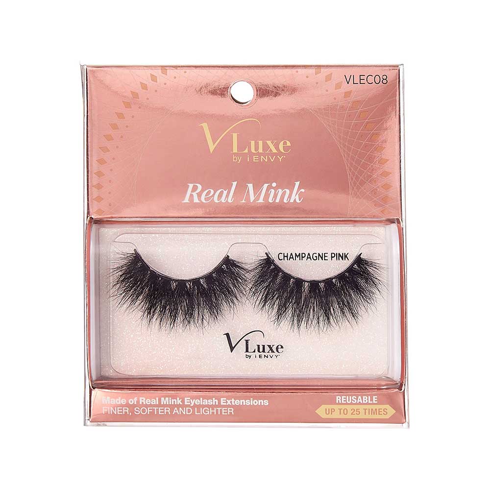 Vluxe By Ienvy Real Mink Lashes - Champagne Pink (VLEC08)