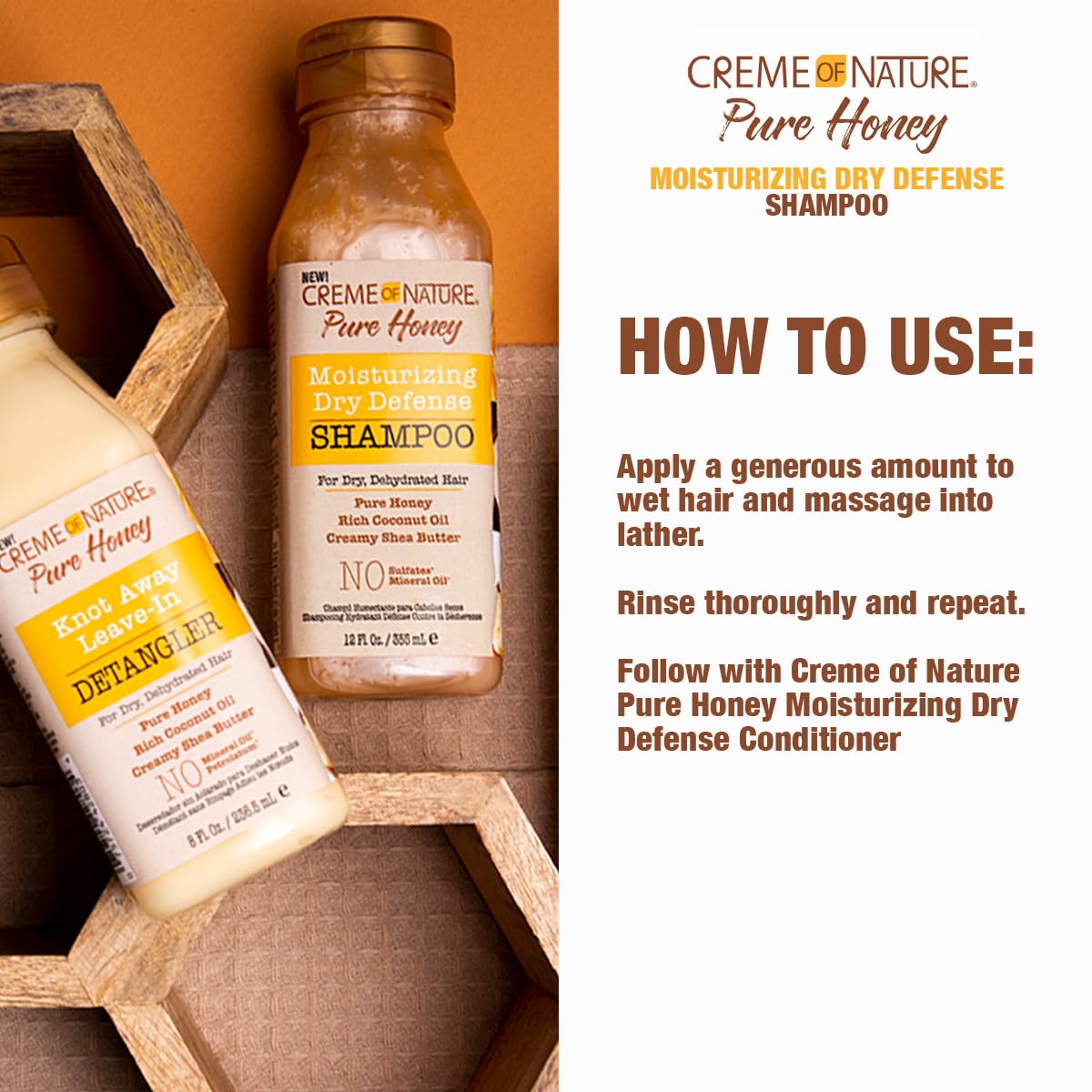 Creme of Nature Pure Honey Moisturizing Dry Defense Shampoo, 12 Oz (RR42800)