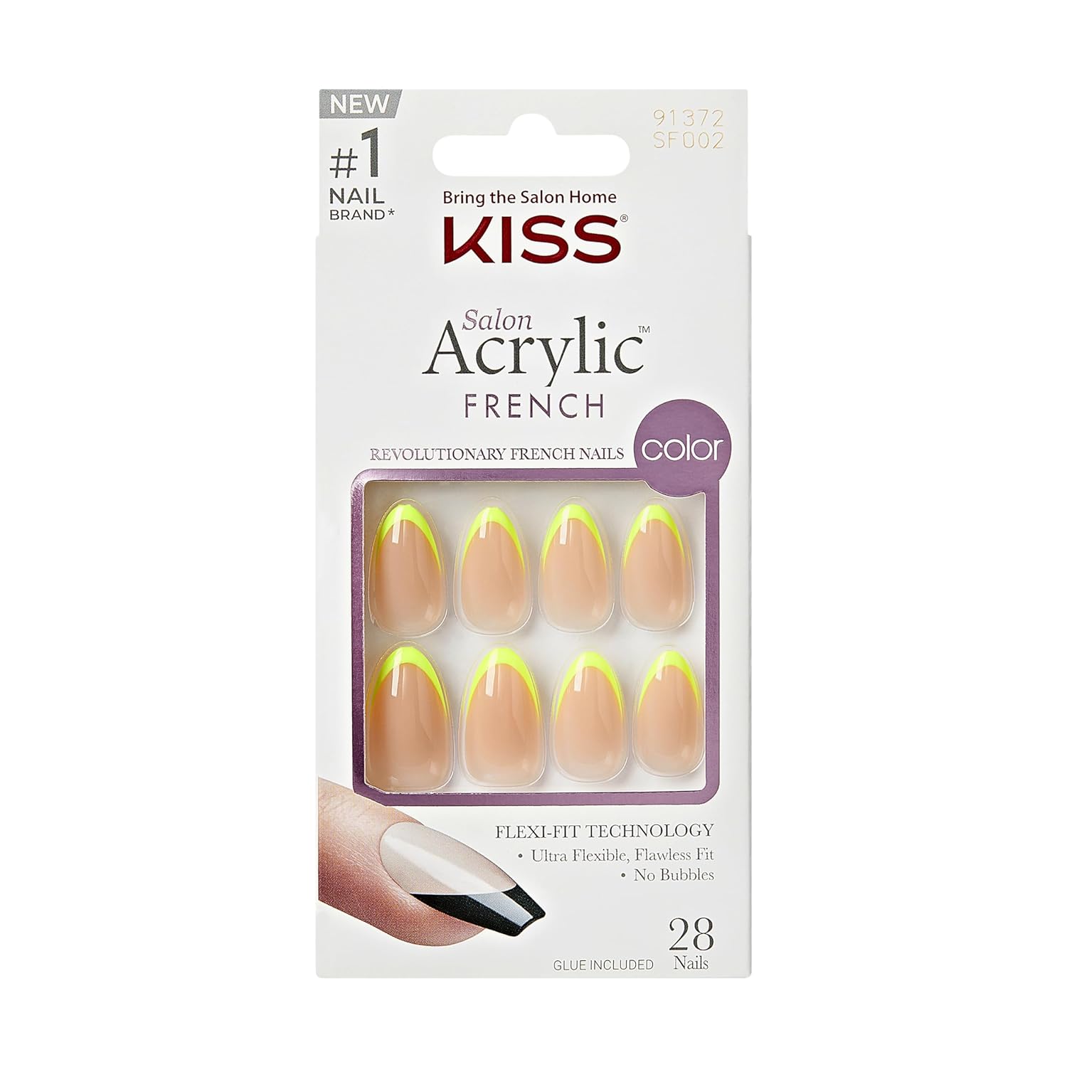 Kiss Salon Acrylic French Nails - Light Neon Yellow, 0.07 Oz (SFO02)