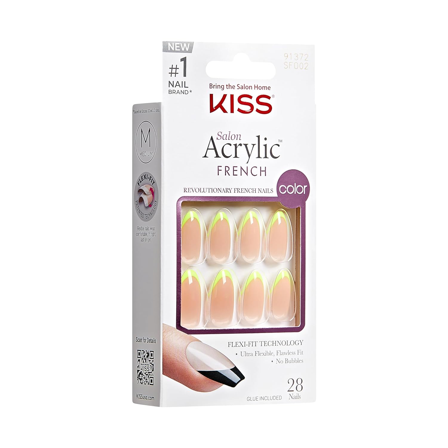 Kiss Salon Acrylic French Nails - Light Neon Yellow, 0.07 Oz (SFO02)