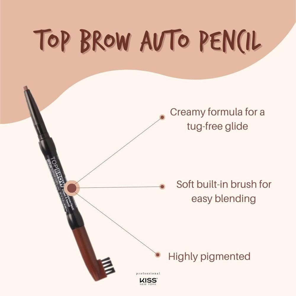 Kiss New York Professional Top Brow Auto Pencil - Dark Brown (KBAP05)