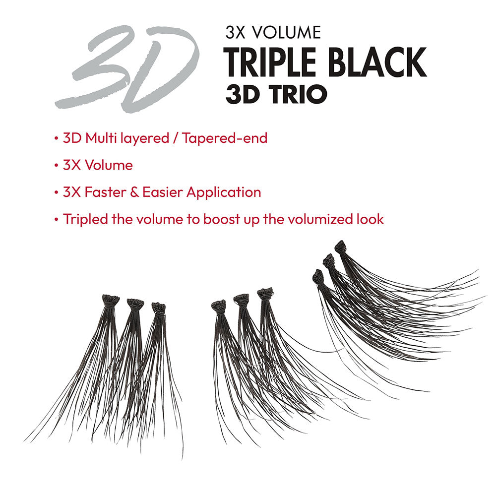 I.Envy By Kiss Triple Black Trio Lashes - 3D Trios - Medium (KPEC02TD)