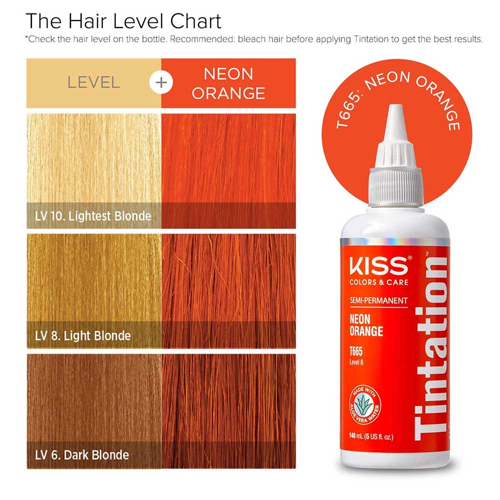 Red By Kiss Tintation Semi-Permanent Hair Color - Neon Orange, 5 Oz (T665)