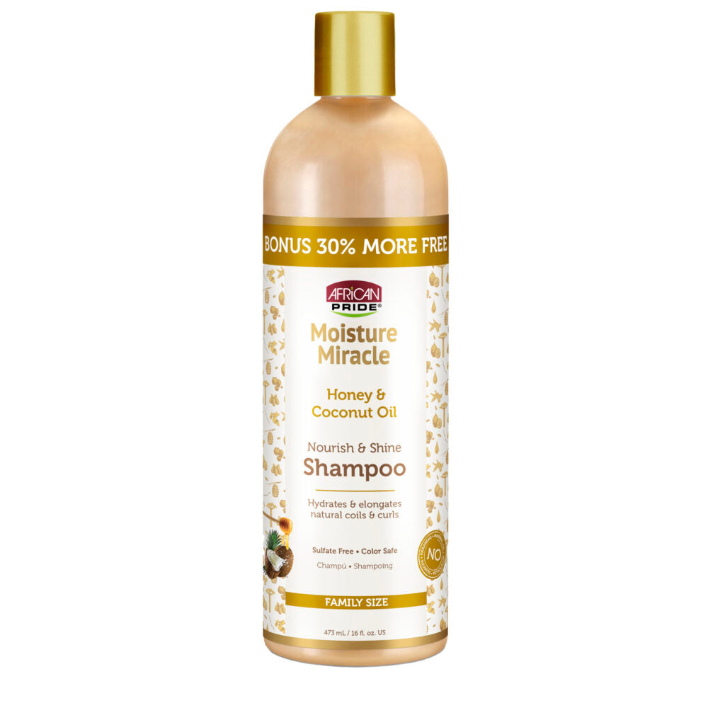 African Pride Moisture Miracle Honey & Coconut Oil Shampoo, 16 Oz (AP11829)