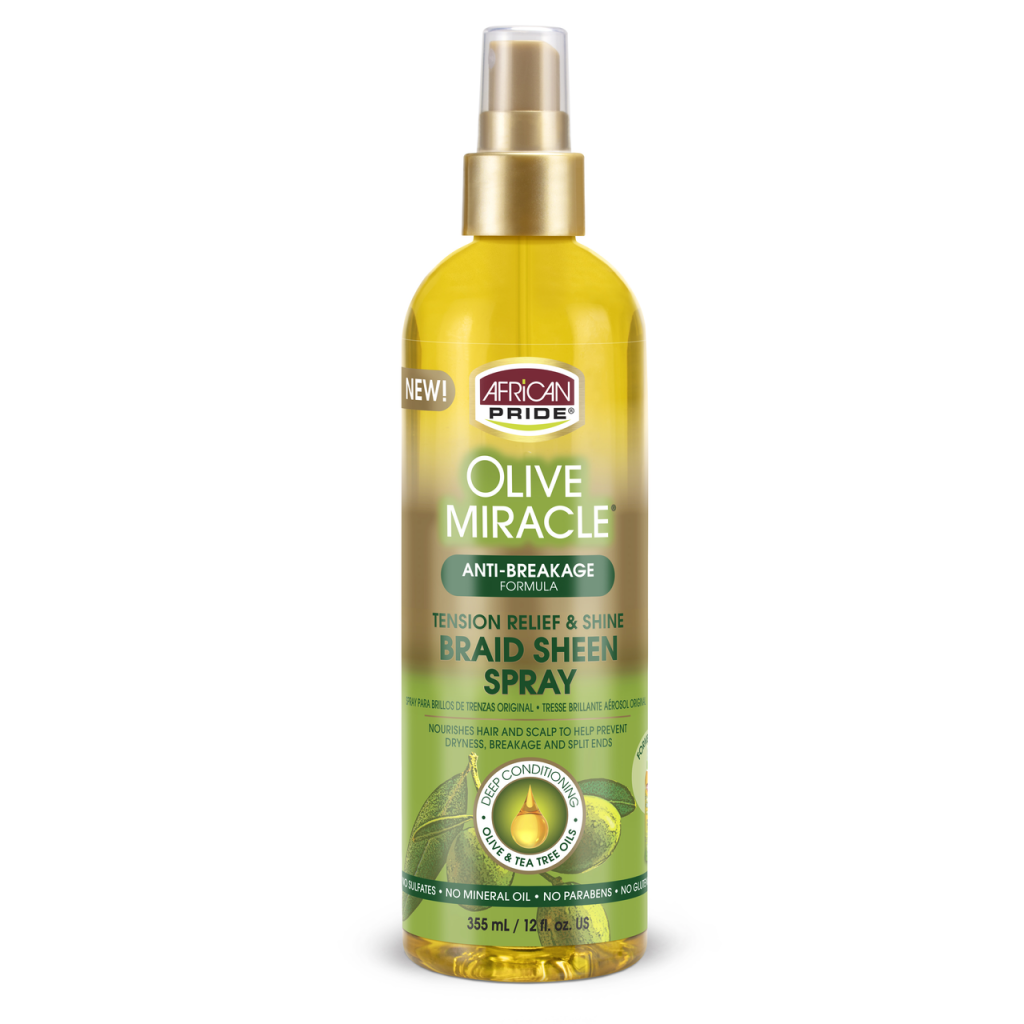 African Pride Olive Miracle Braid Sheen Spray, Regular, 12 Oz (AP43812)