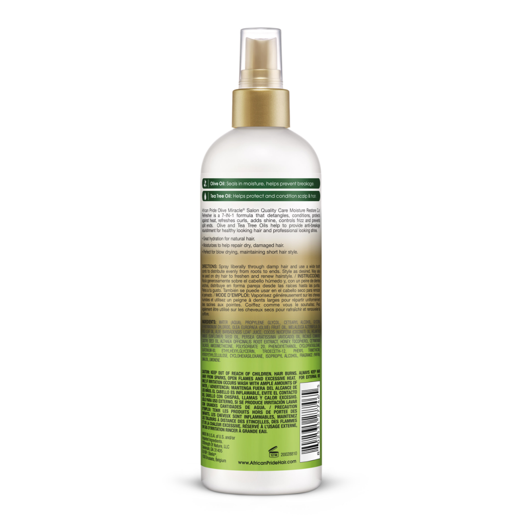 African Pride Olive Miracle Moisture Restore Curl Refresher, 12 Oz (AP27746)