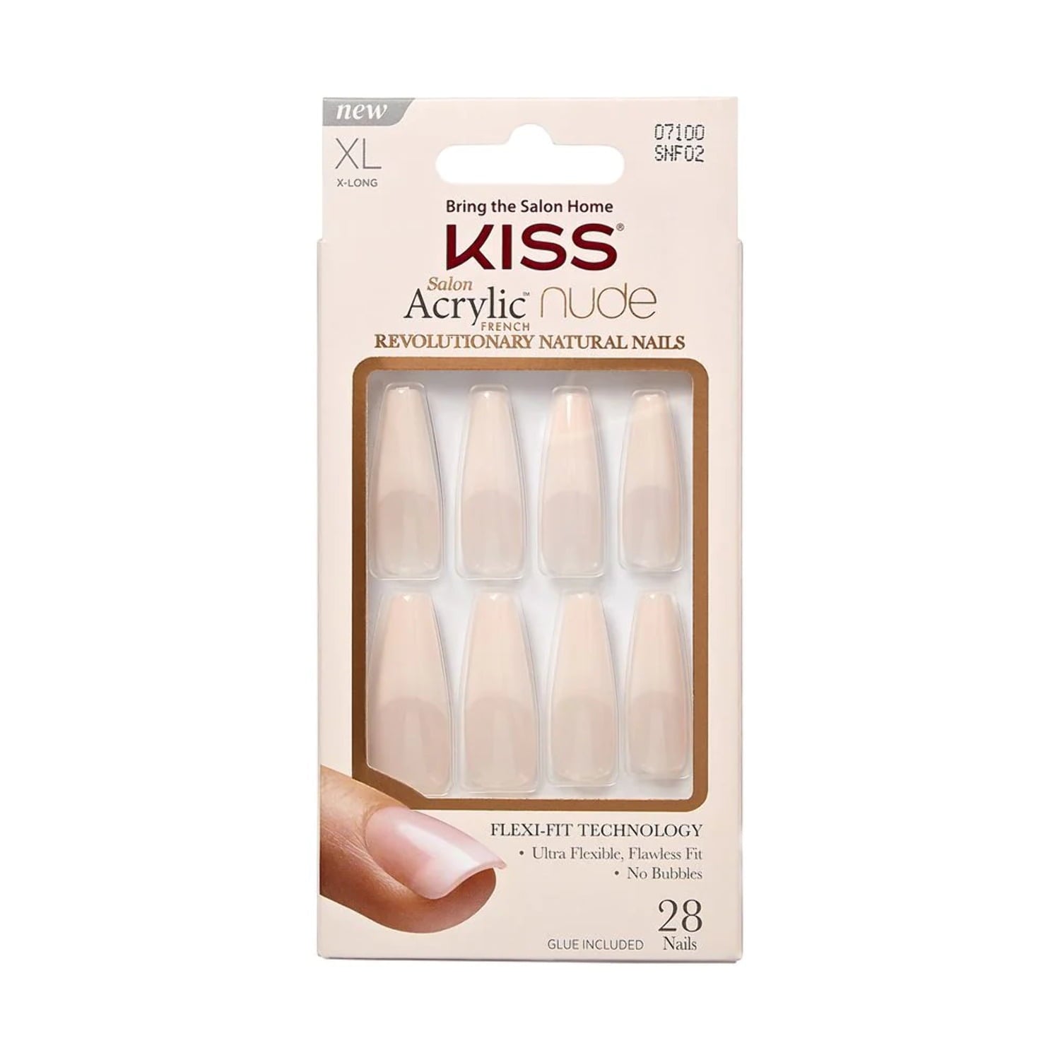 Kiss Salon Acrylic French Nude Nails - Lie Again, 0.07 Oz (SNF02)
