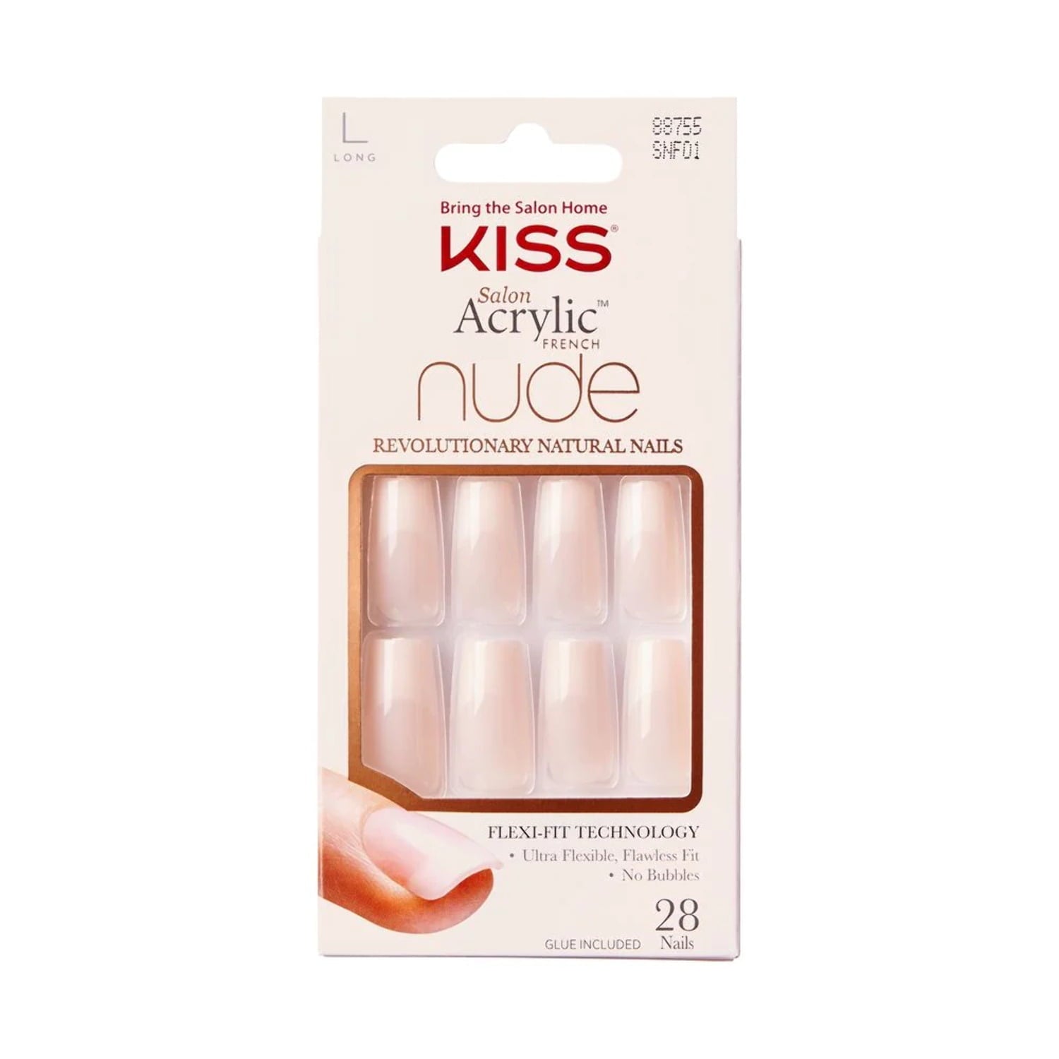 Kiss Salon Acrylic French Nude Nails - Reveal It, 0.07 Oz (SNF01)
