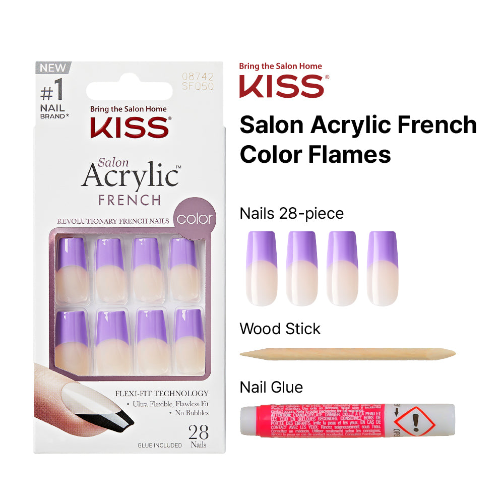 Kiss Salon Acrylic French Nails - Flames, 0.07 Oz (SFO50)