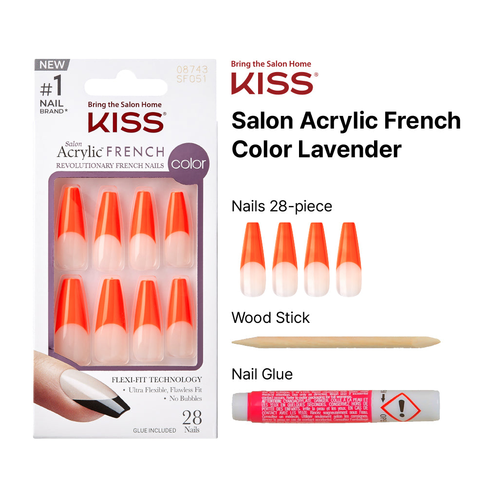 Kiss Salon Acrylic French Nails - Lavender, 0.07 Oz (SFO51)