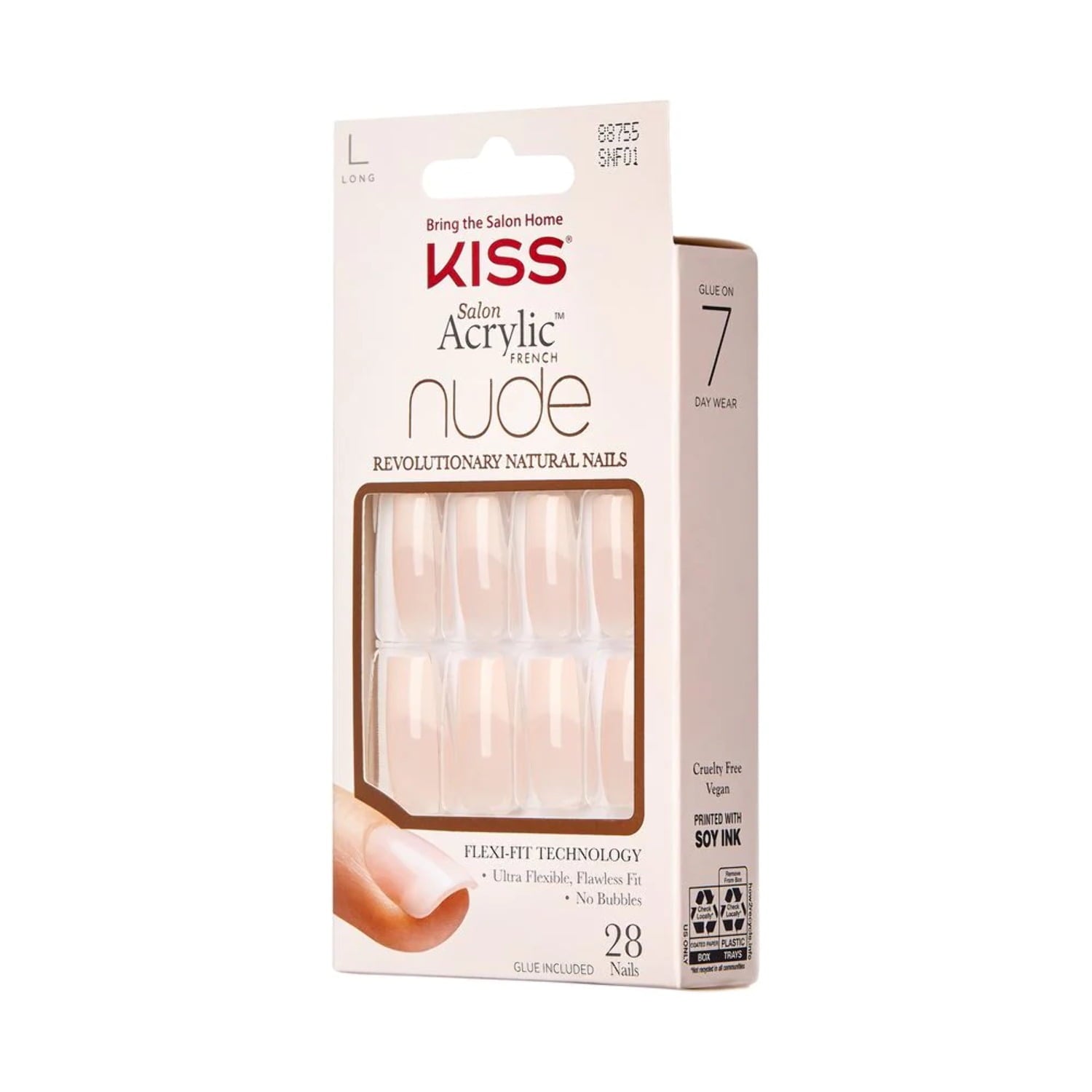 Kiss Salon Acrylic French Nude Nails - Reveal It, 0.07 Oz (SNF01)