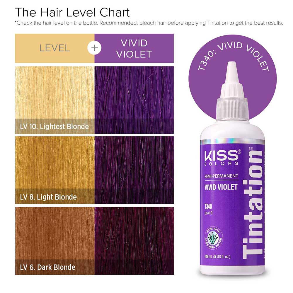 Red By Kiss Tintation Semi-Permanent Hair Color - Vivid Violet, 5 Oz (T340)