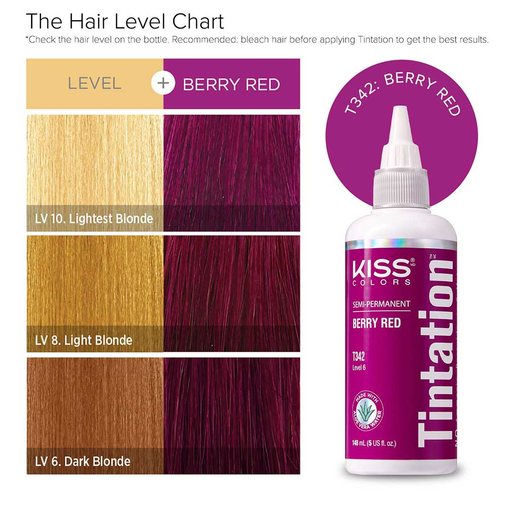 Red By Kiss Tintation Semi-Permanent Hair Color - Berry Red, 5 Oz (T342)