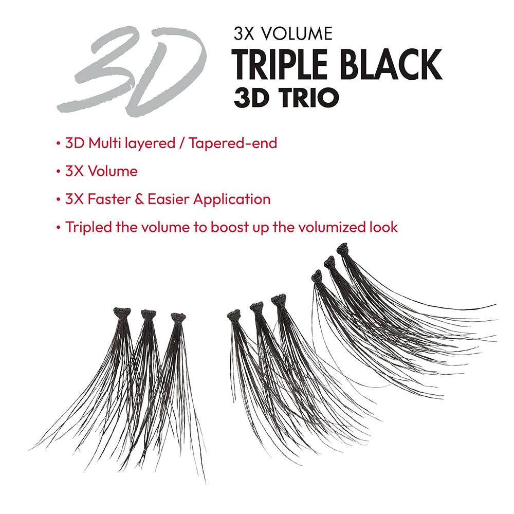 I.Envy By Kiss Triple Black Trio Lashes - 3D Trios - Long (KPEC03TD)