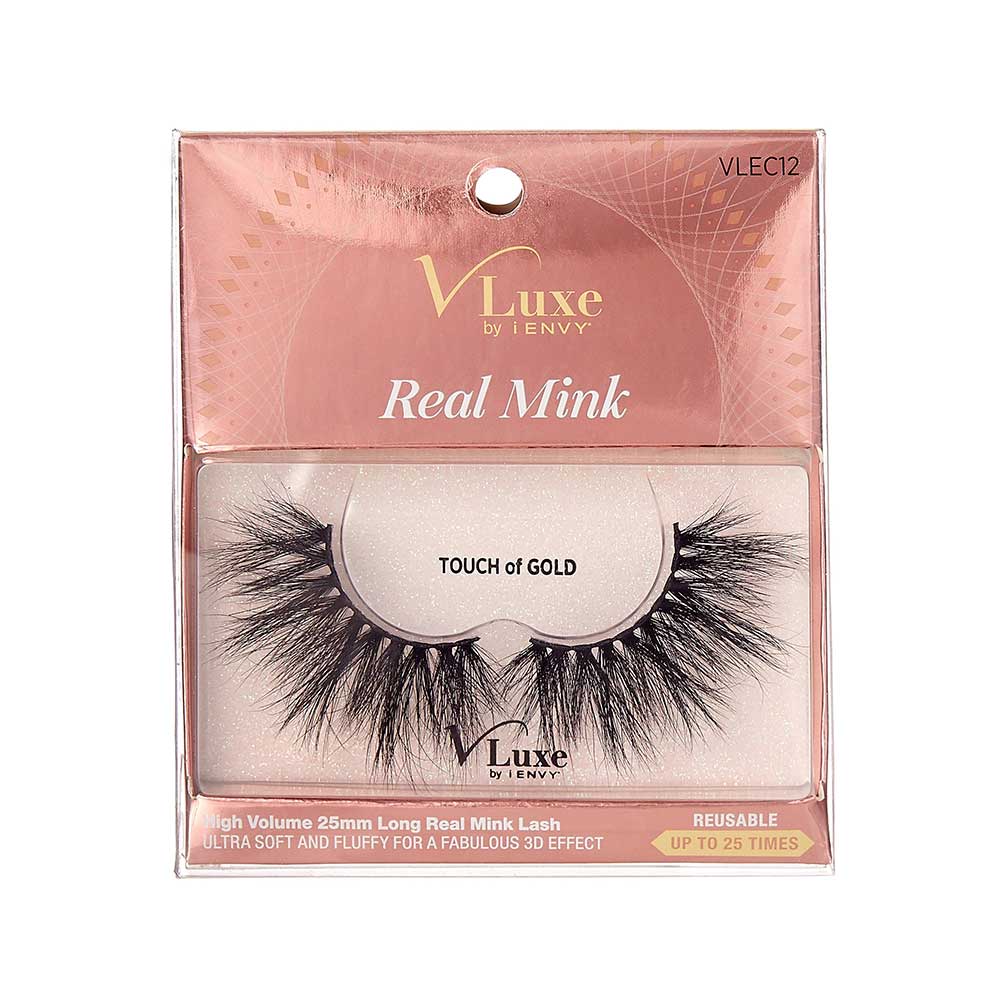 Vluxe By Ienvy Real Mink Lashes - Touch of Gold (VLEC12)