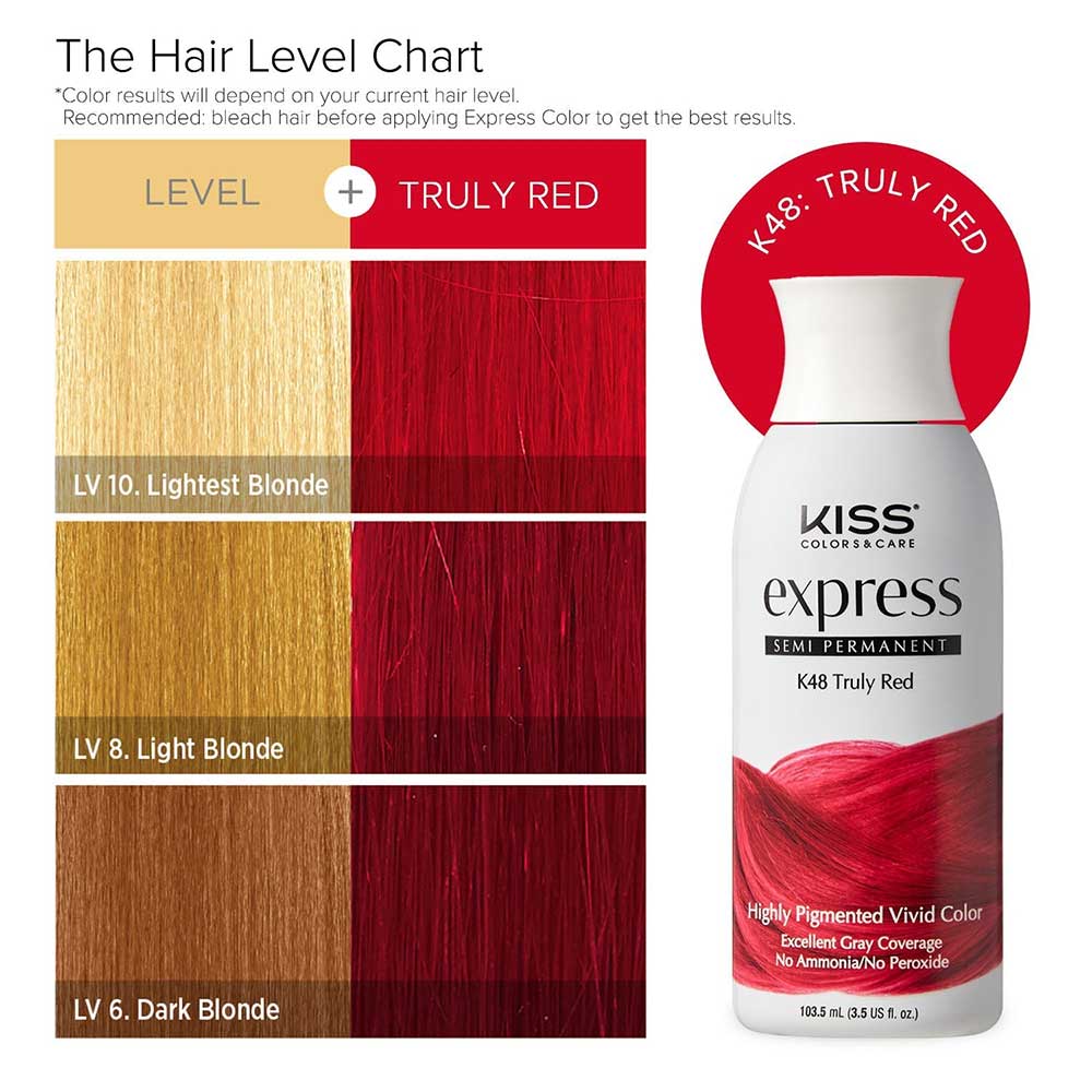 Kiss Express Semi-Permanent Hair Color - Truly Red, 3.5 Oz (K48)