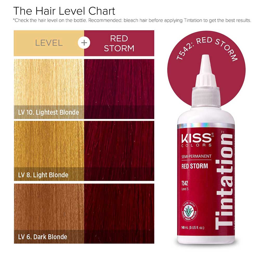 Red By Kiss Tintation Semi-Permanent Hair Color - Red Storm, 5 Oz (T542)