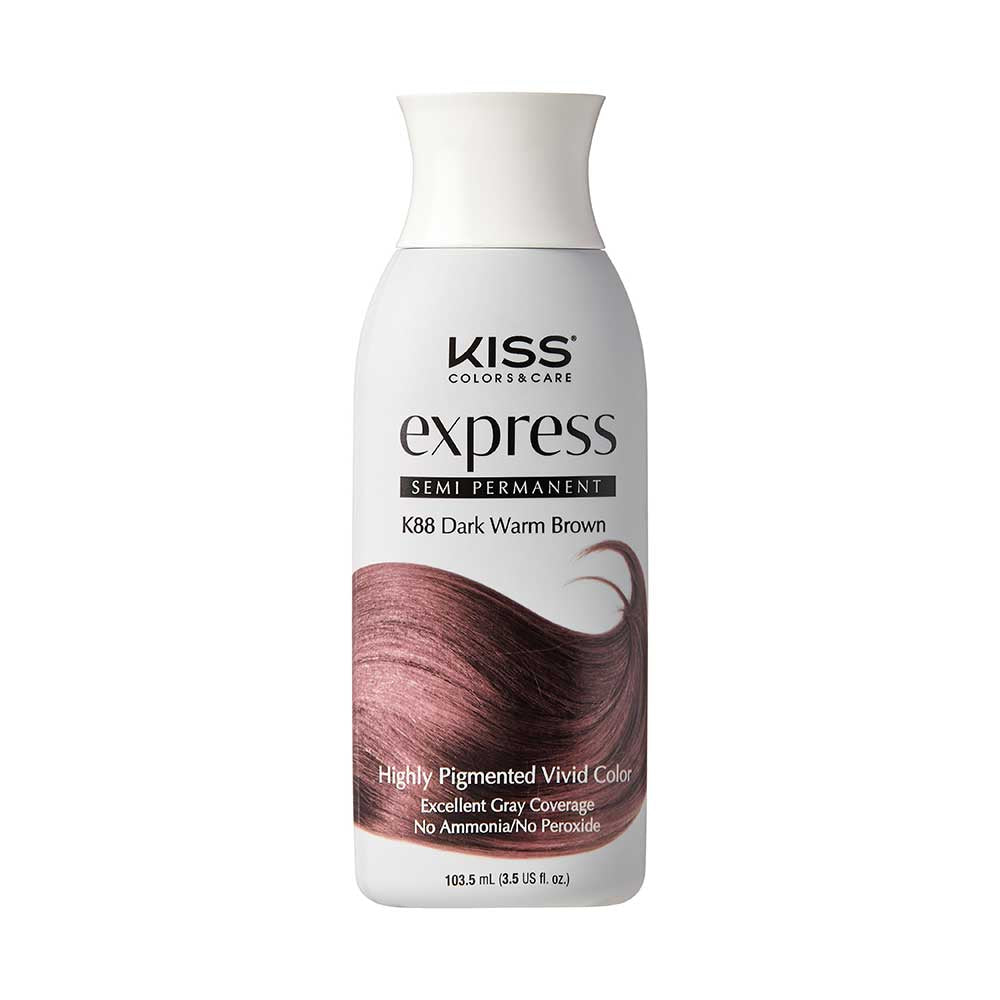 Kiss Express Semi-Permanent Hair Color - Dark Warm Brown, 3.5 Oz (K88)