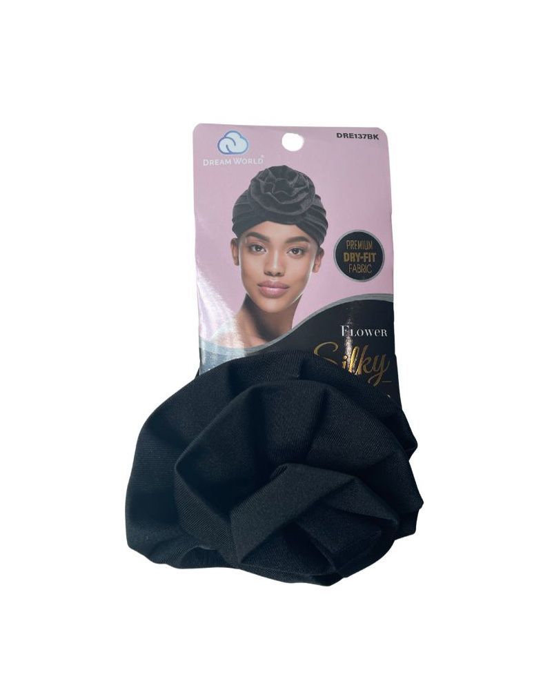 Dream World W-Flower Silky Turban, Black (DRE137BK)