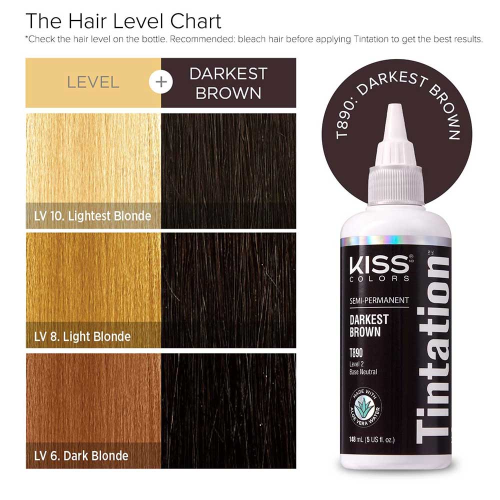 Red By Kiss Tintation Semi-Permanent Hair Color - Darkest Brown, 5 Oz (T890)