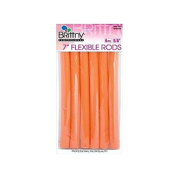 Brittny Professional Flexible Rods 7" Long, 5/8", 6PCs, Orange (BR67553)