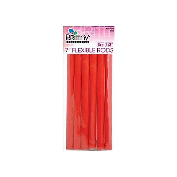 Brittny Professional Flexible Rods 7" Long, 1/2", 6Pcs, Red (BR67555)